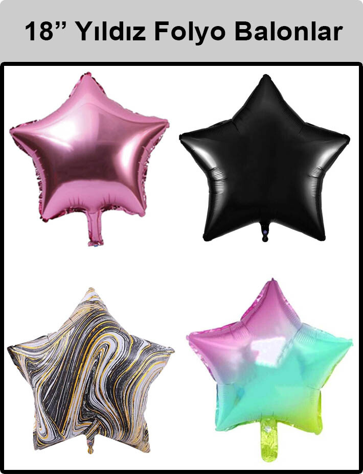 18'' Yıldız Folyo Balonlar