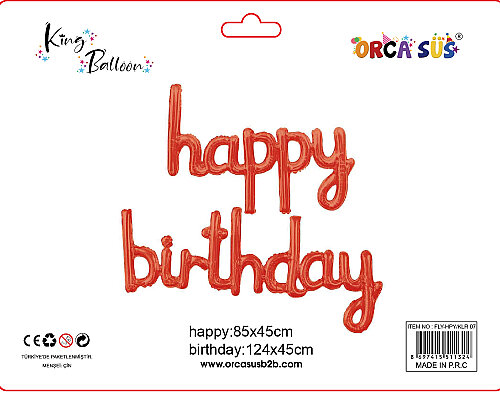 Kalıgrafik Happy Bırtday balon Kırmızı FLY-HPY/07 - 