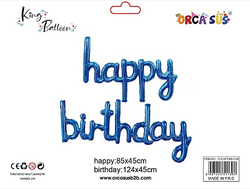 Kalıgrafik Happy Bırthday Mavi FLY-HPY/KLR 04 - 