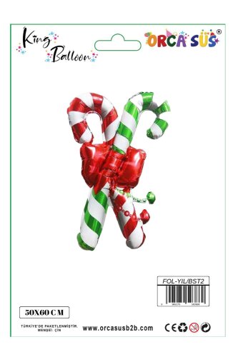 Noel baston şeker sus FOL-YIL/BST2 BASTON SEKER FOLYO 50*60 CM - 